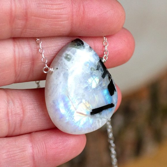 etsy Jewelry - Rainbow Moonstone Pendant Necklace